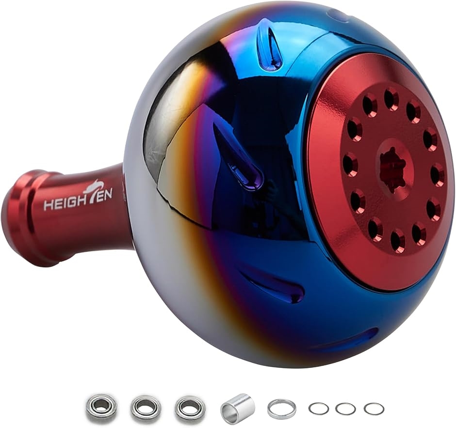 45mm パワー リール ハンドル ノブ 4色 シマノ Shimano Bタイプ ダイワ Daiwa Lサイズ 通用 725 MDM( レッド)