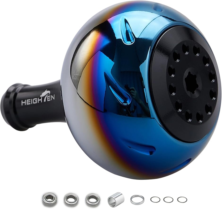 45mm パワー リール ハンドル ノブ 4色 シマノ Shimano Bタイプ ダイワ Daiwa Lサイズ 通用 MDM( ブラック)