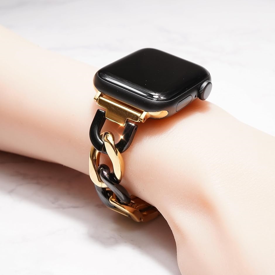 Apple watch チェーンバンド バタフライバックル おしゃれ(ゴールド