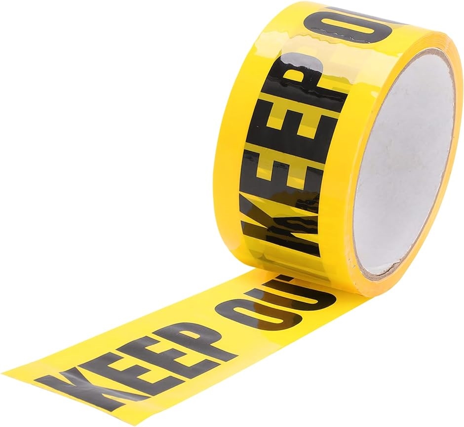 KEEP OUT 立入禁止 テープ 規制テープ バリケードテープ 警告テープ( 黄色,  幅4.8cmx長さ25ｍx厚さ 0.52mm)｜zebrand-shop