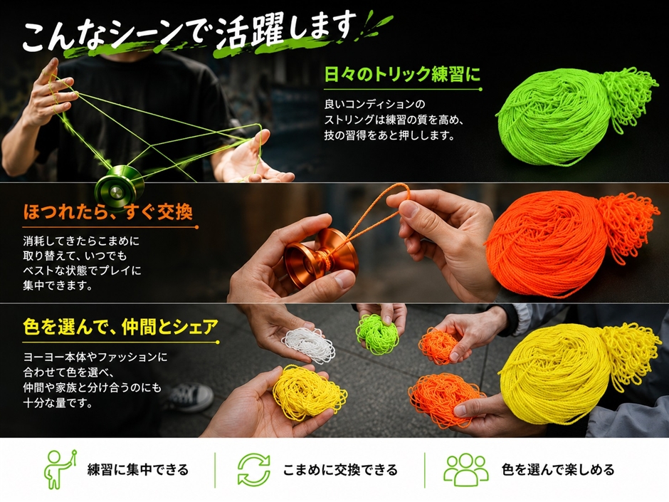 ヨーヨーひも ヨーヨーストリング YOYO 競技用 高強度 プロ仕様 100本