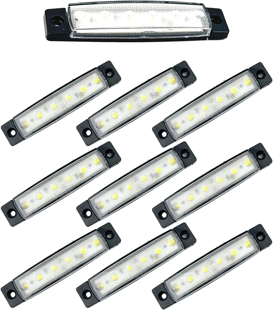 LED サイドマーカー ランプ 12V 24V 兼用 青 6連 防塵 防水 トラック トレーラー 汎用 車幅灯 高輝度( ホワイト)｜zebrand-shop