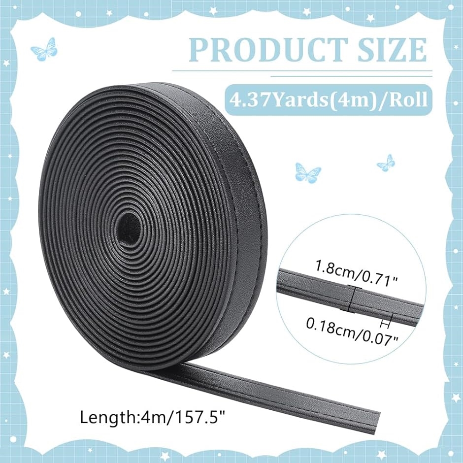 幅1.8cm PUレザーベルトストリップ 4 DIY( ブラック,  幅1.8cm)｜zebrand-shop｜02