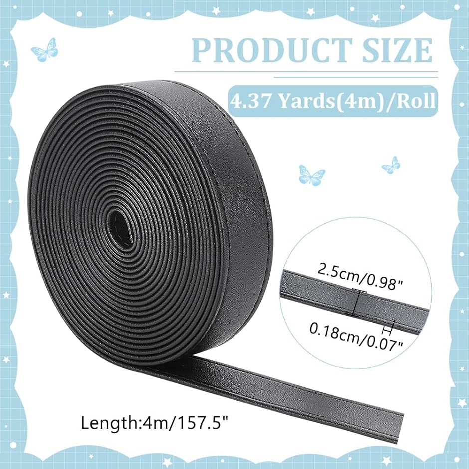 幅2.5cm PUレザーベルトストリップ 4 DIY( ブラック,  幅2.5cm)｜zebrand-shop｜02
