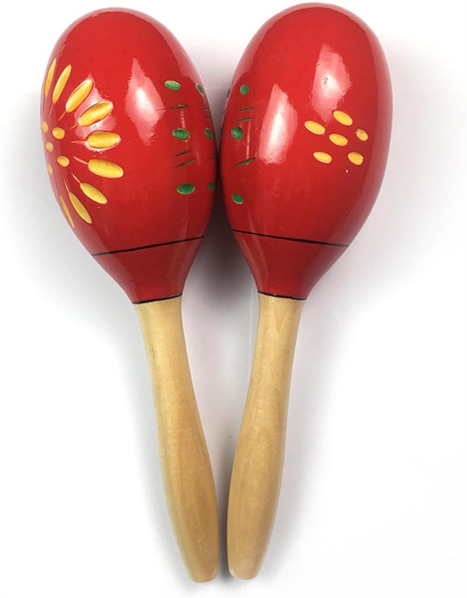 赤いマラカス 手作りマラカス Maracas 木製 楽器 カラオケ かわいい 2本組 おもちゃ 子供向け 大人向け パッションレッド｜zebrand-shop