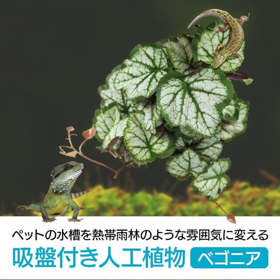 ペット用品 人工植物 ビバリウム用 吸盤付きモンステラ 葉 爬虫類 両生類 カメ カエル 対応｜zebrand-shop｜02