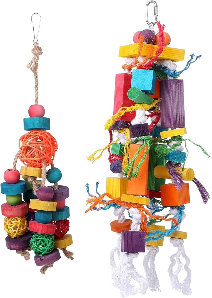 インコ オウム おもちゃ 2個セット バードトイ 大型 鳥用 ストレス解消 運動 吊下げ｜zebrand-shop