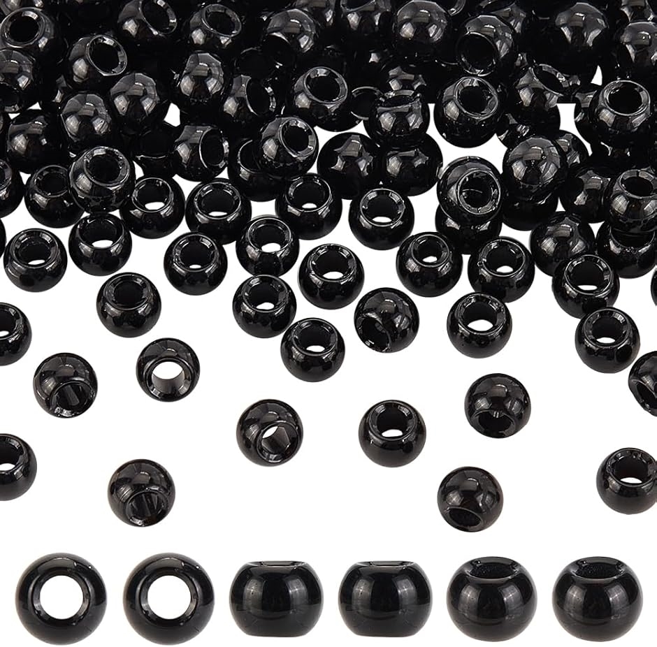 200個 ガラスビーズ 大穴ビーズ 穴3.5mm ラウンド 丸型スペーサービーズ 丸型ルースビーズ アクセサリーパーツ( 8mm)