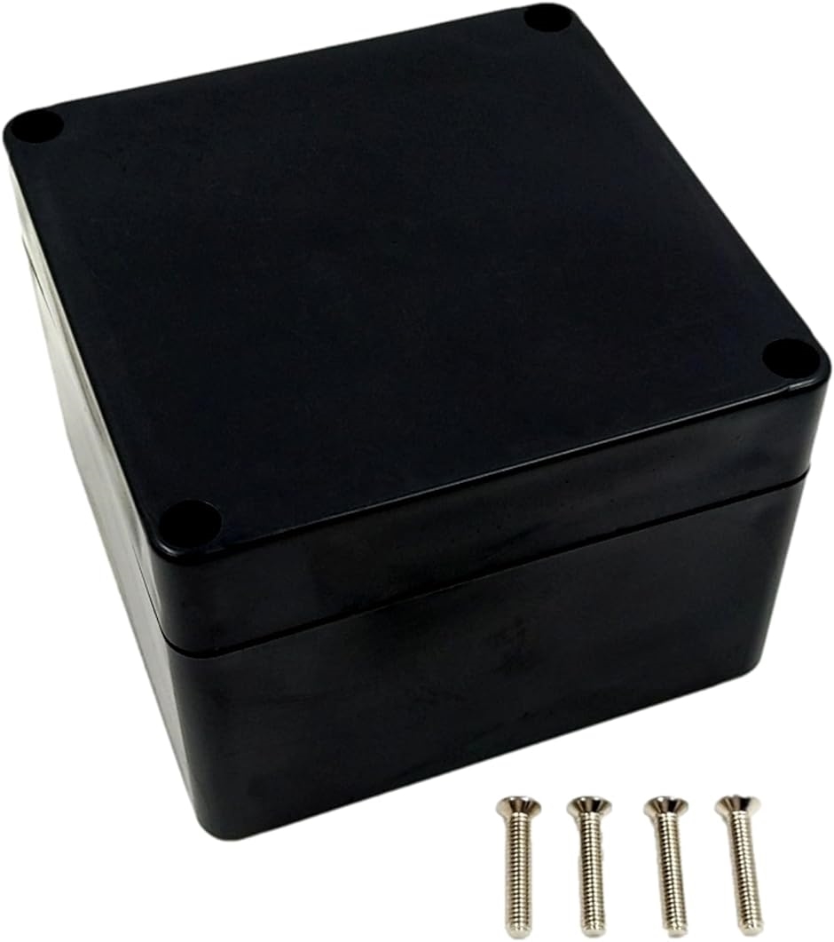 ジャンクションボックス 電源ボックス 屋外 防水 黒 電気ボックス 電盤 小型 防塵 接続 ブラック 正方形( 100x100mm)