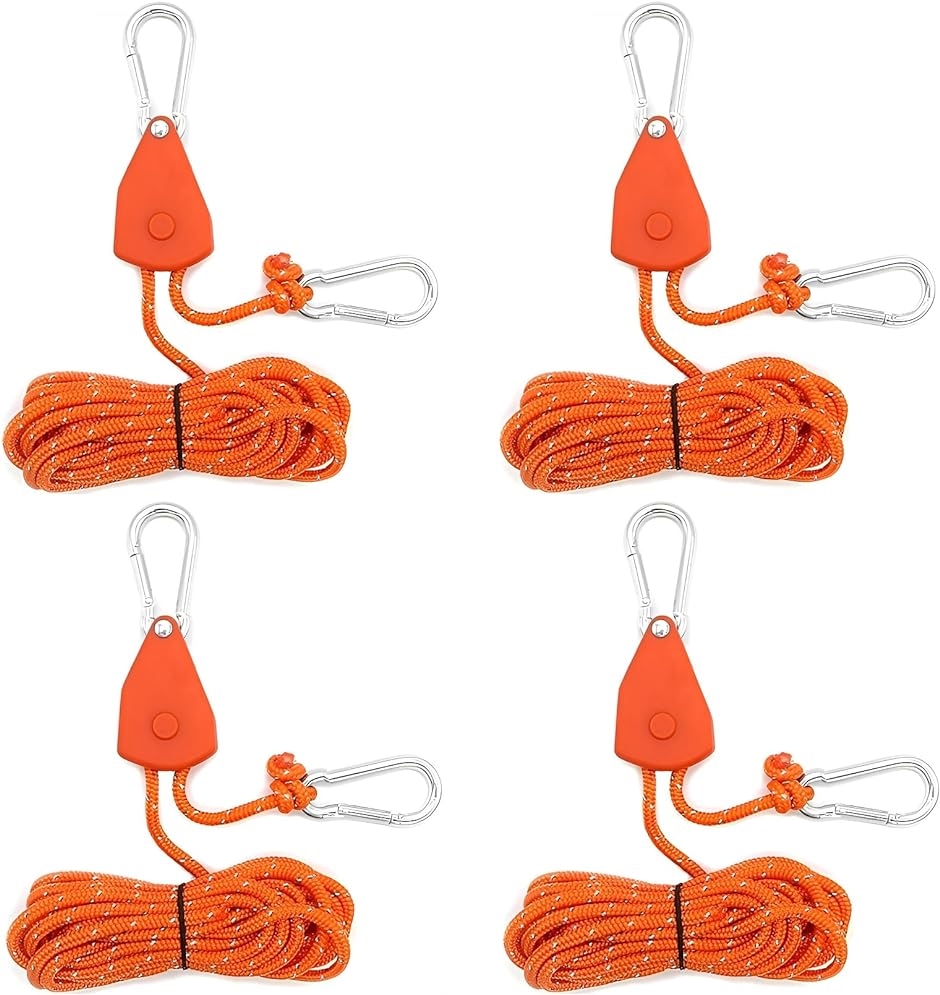 ロープラチェット パラコード テント タープ 自在金具 ガイロープ 設営 キャンプ用品( オレンジ,  ４個)｜zebrand-shop
