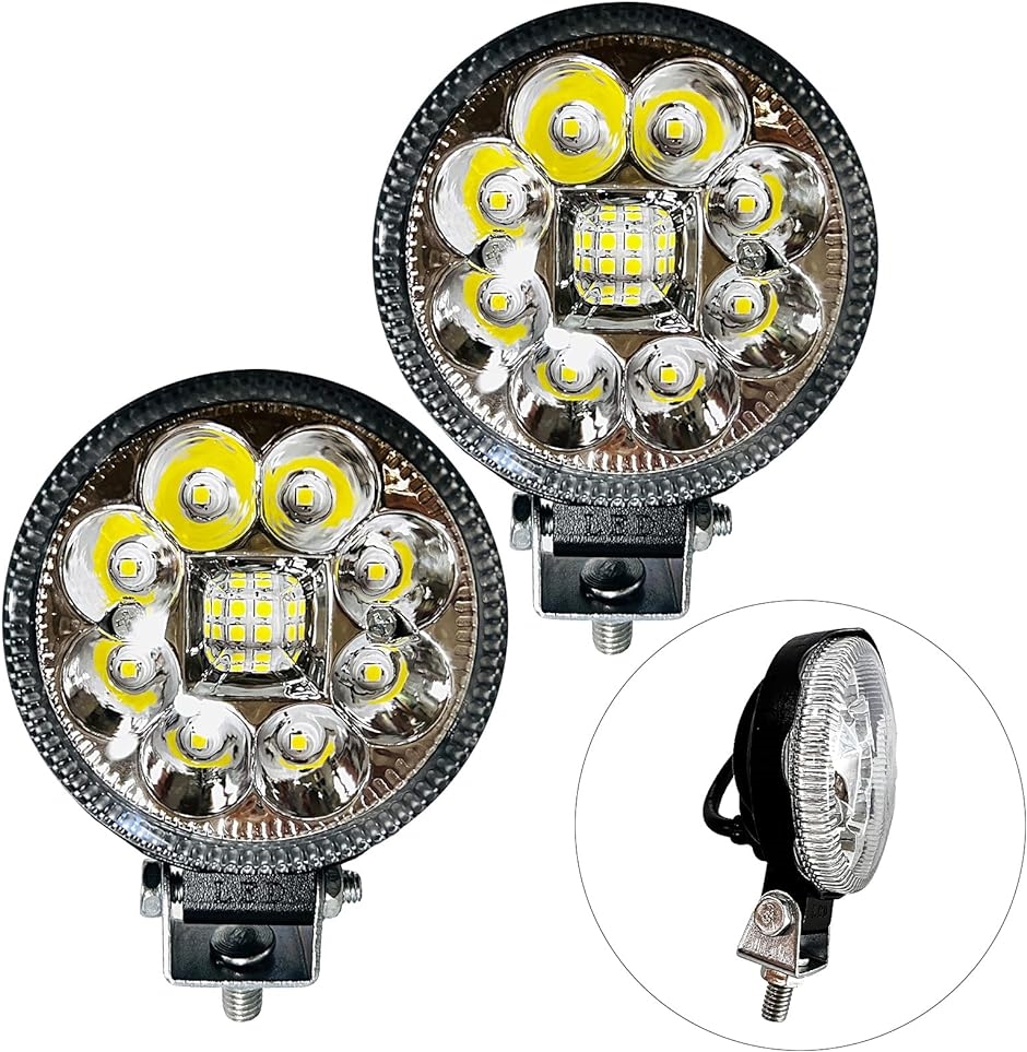 ワークライト LED作業灯 白 直径8cm 防水 12V/24V兼用 車フォグランプ 汎用ライト ２個セット｜zebrand-shop