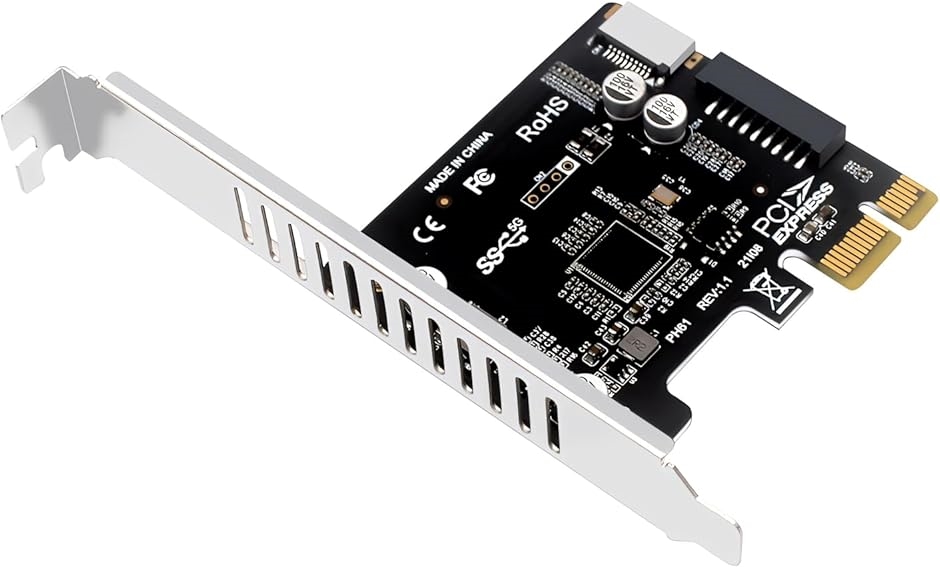 互換品】PCIE x1 増設カード USB3.0 USB19pin USB20pin Type-E＞C : ゼ