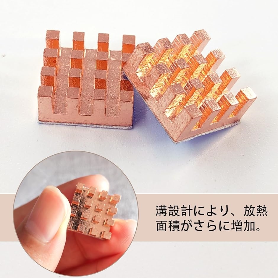 銅ヒートシンク 熱伝導性 粘着シート付き 熱暴走対策 CPU IC