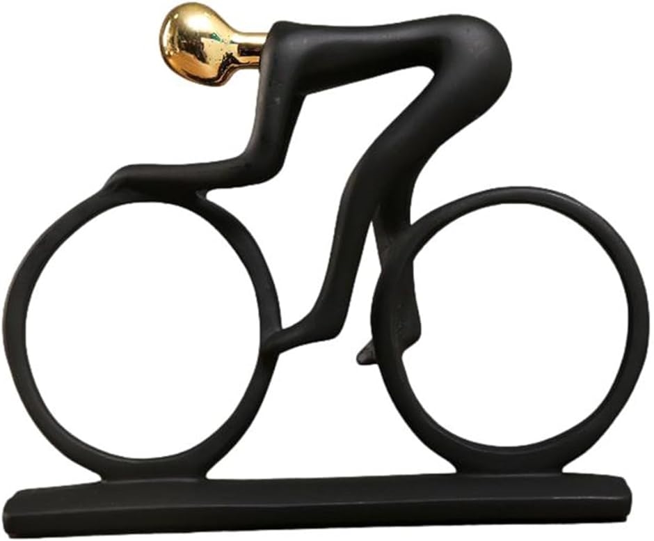 アスリート アート オブジェ 卓上 おしゃれ 置物 インテリア 装飾 飾り 置き物 彫刻 スポーツ( ブラックxゴールド,  自転車)｜zebrand-shop