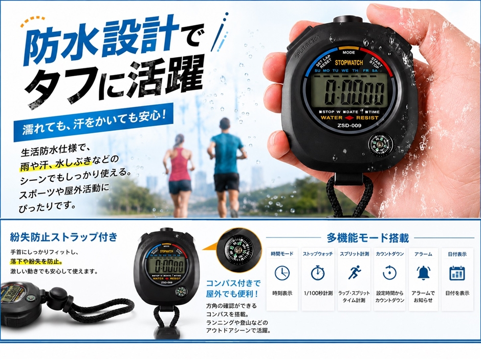 Yahoo!ランキング1位入賞】ストップウォッチ スポーツ デジタル 使い