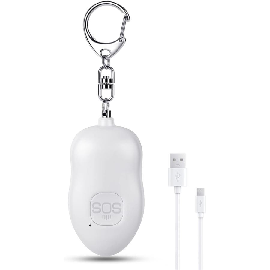 防犯ブザー LEDライト付き 防犯アラーム USB充電式 130dB 防犯ベル( ホワイト,  一個（ホワイト）)