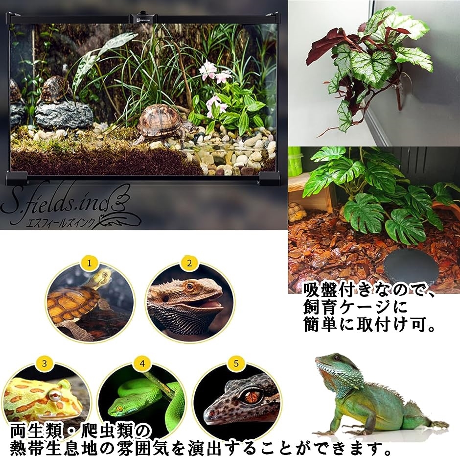 人工植物 爬虫類ケージ用 ビバリウム 水槽 葉 両生類 カメ カエル 吸盤付き ペット用品( モンステラ)