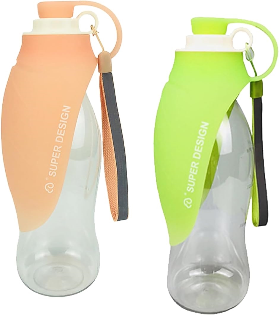 ペット用給水ボトル犬用 ウォーターボトル携帯 ストラップ付き 散歩 掃除 ペットボトル( ピンク＆ライトグリーン)｜zebrand-shop