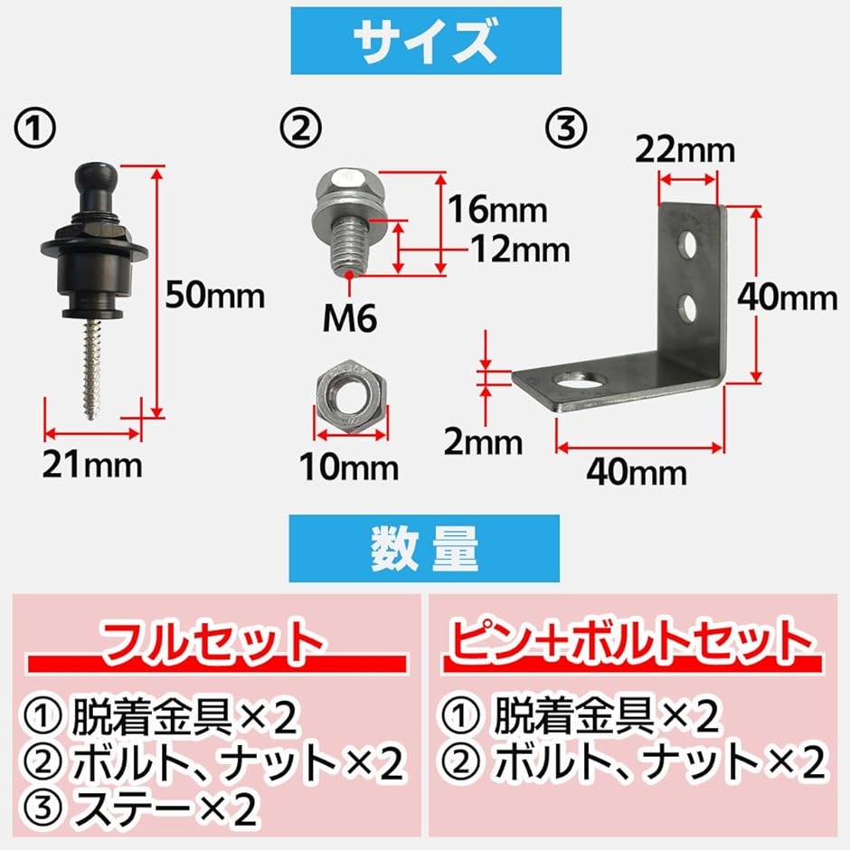 ワンタッチ ナンバー 簡単外し 自作 材料 M6 ネジ付属 ナンバー 