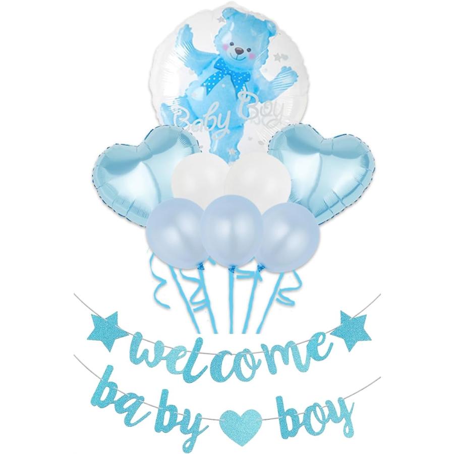ベビーシャワー 飾り 飾り付け バルーン ガーランド 風船 装飾 グッズ ピンク ブルー 男の子 女の子( Welcome Boy)｜zebrand-shop