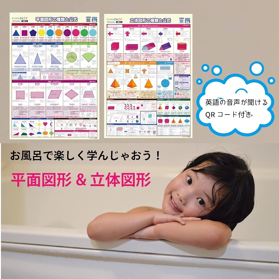 算数ポスター 2枚セット 1枚でわかる 平面図形 立体図形の種類と公式