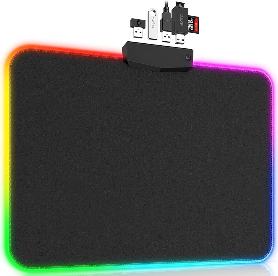 RGB マウスパッド LED 大型マウスパッド およびビッグマウスマット( Black,  4USB-S)
