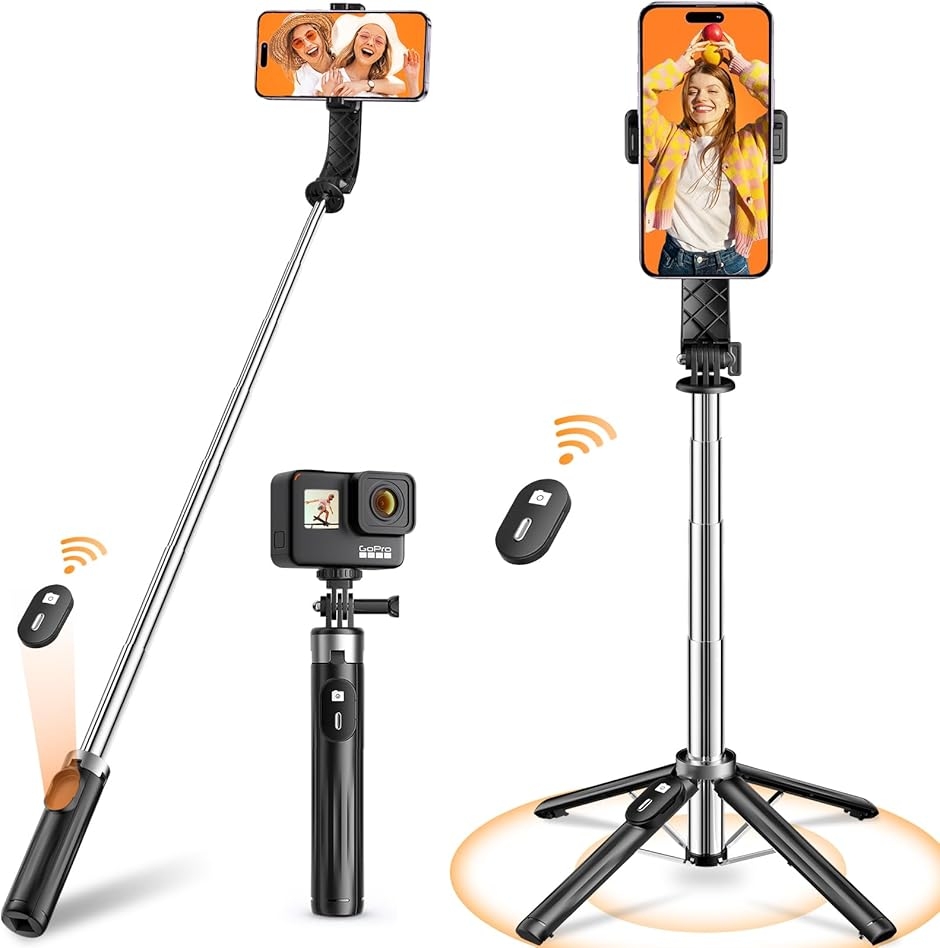 自撮り棒 超ミニ・四脚安定モデル スマホスタンド 安定性アップ じどり