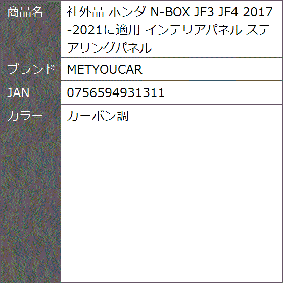 社外品 ホンダ N-BOX JF3 JF4 2017-2021に適用 インテリアパネル ステアリングパネル( カーボン調)｜zebrand-shop｜09