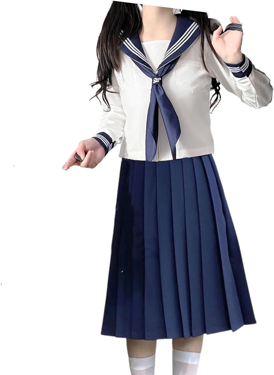 セーラー服 スカート スカーフ 上下 3点セット コスプレ 制服 女子学生服 コスチューム( XL)