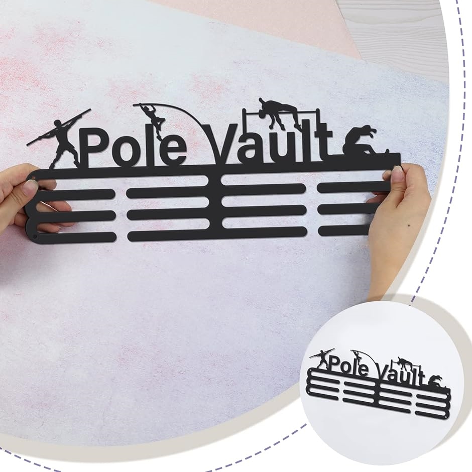 棒高跳びメダルホルダー Pole Vaultメダルディスプレイハンガー 壁掛け鉄製フック メダル収納 メダルフック( 棒高跳び)｜zebrand-shop｜03