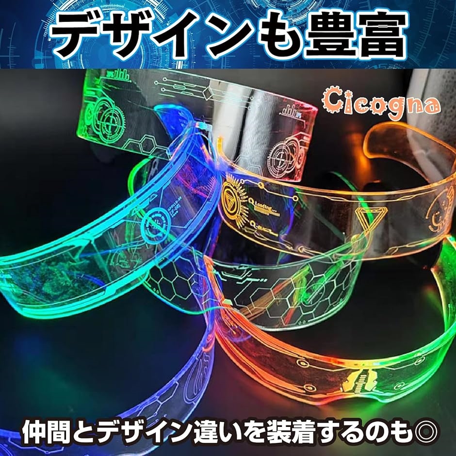 光る メガネ サングラス ゴーグル LED ネオン SF サイバーパンク 近未来 コスプレ( タイプE)｜zebrand-shop｜05