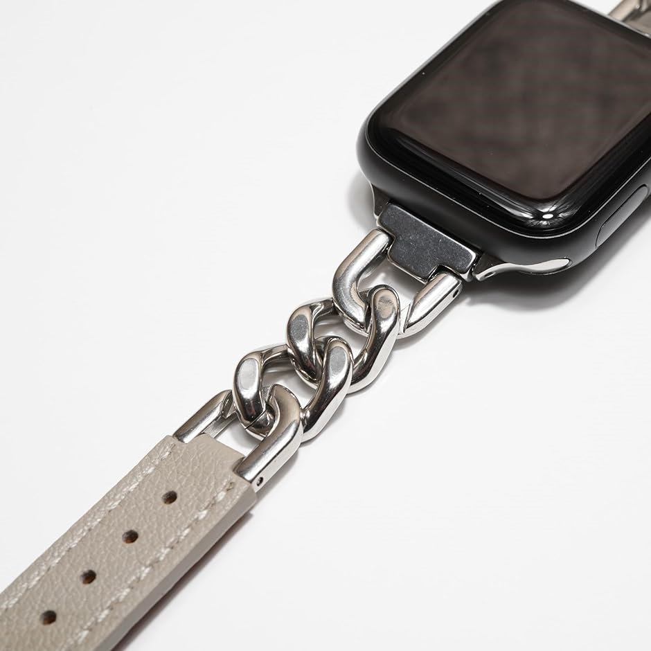 applewatch チェーン レザー ベルト グルメットメタル お洒落 ギフト( silver/glay,  38/40/41mm)｜zebrand-shop｜07