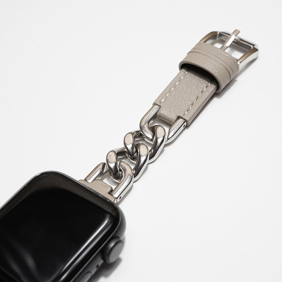 applewatch チェーン レザー ベルト グルメットメタル お洒落 ギフト( silver/glay,  38/40/41mm)｜zebrand-shop｜08