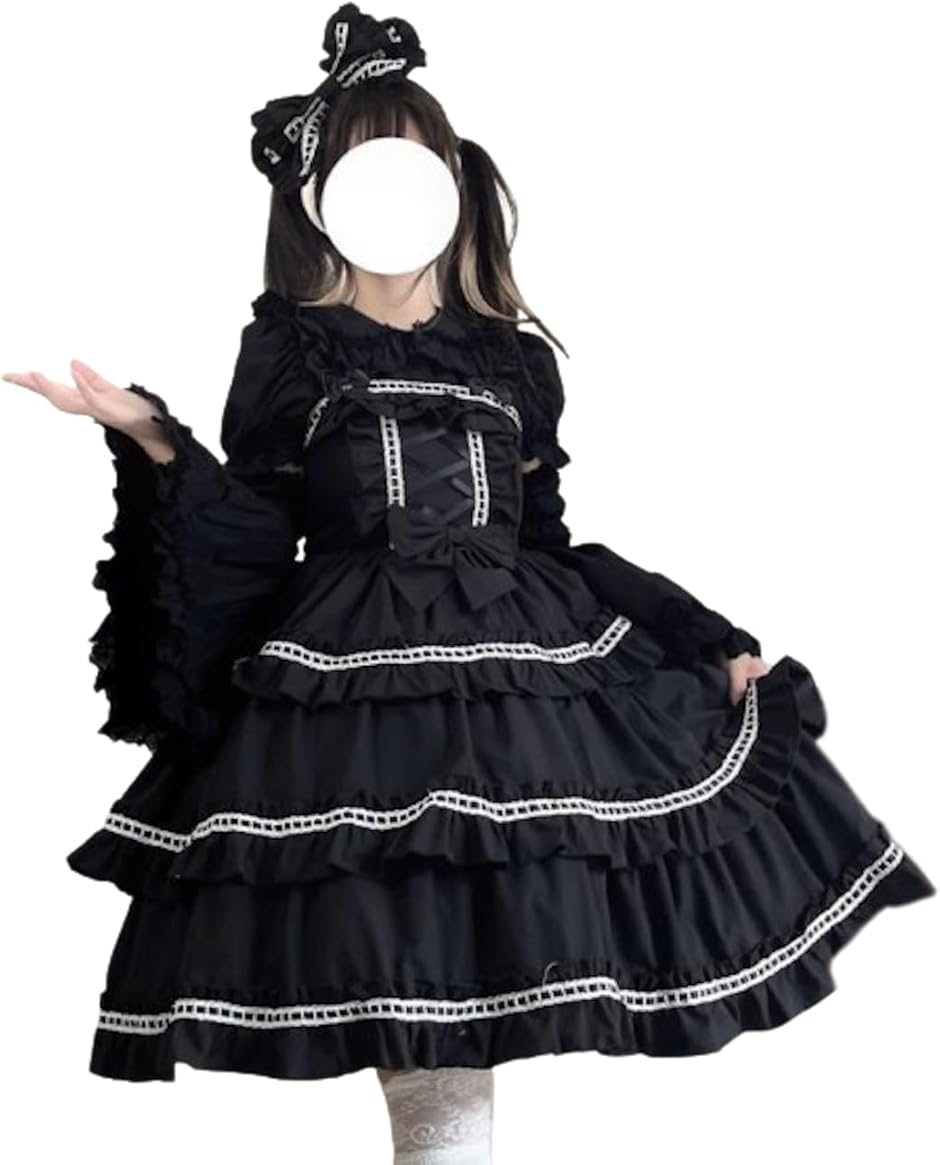 レディレイジー ロリータ JSK フリル ワンピ ドレス コスプレ ジャンパースカート(ブラック,  Free Size)