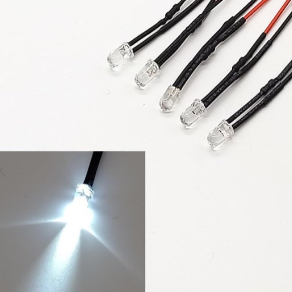 led ライト ラジコン 照明 電球 スポット カー ヘッドライト diy ジオラマ 模型 ダイオード パーツ( ホワイト,  5mm)｜zebrand-shop｜03