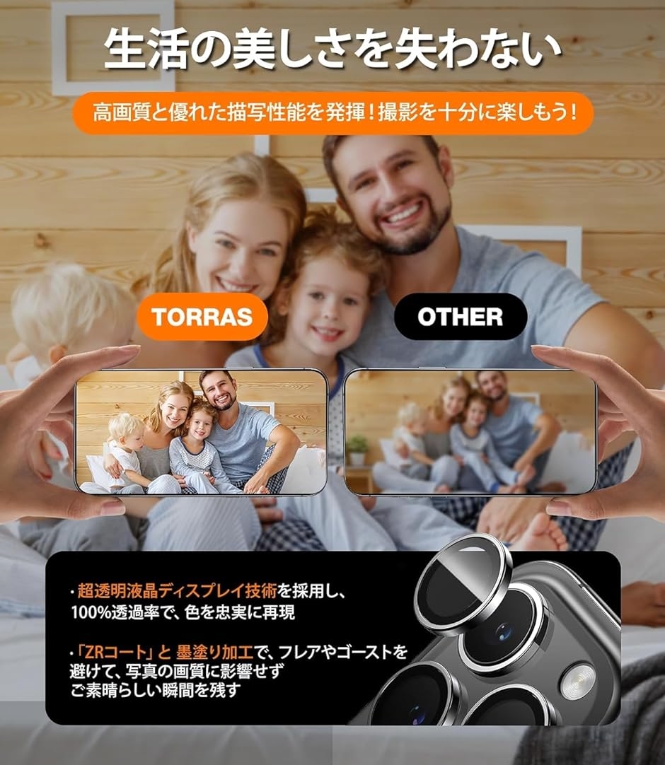 TORRASiPhone 15 promax カメラカバー iPhone15 アイフォン15 レンズ 保護 フィルム レンズプロテクター｜zebrand-shop｜03