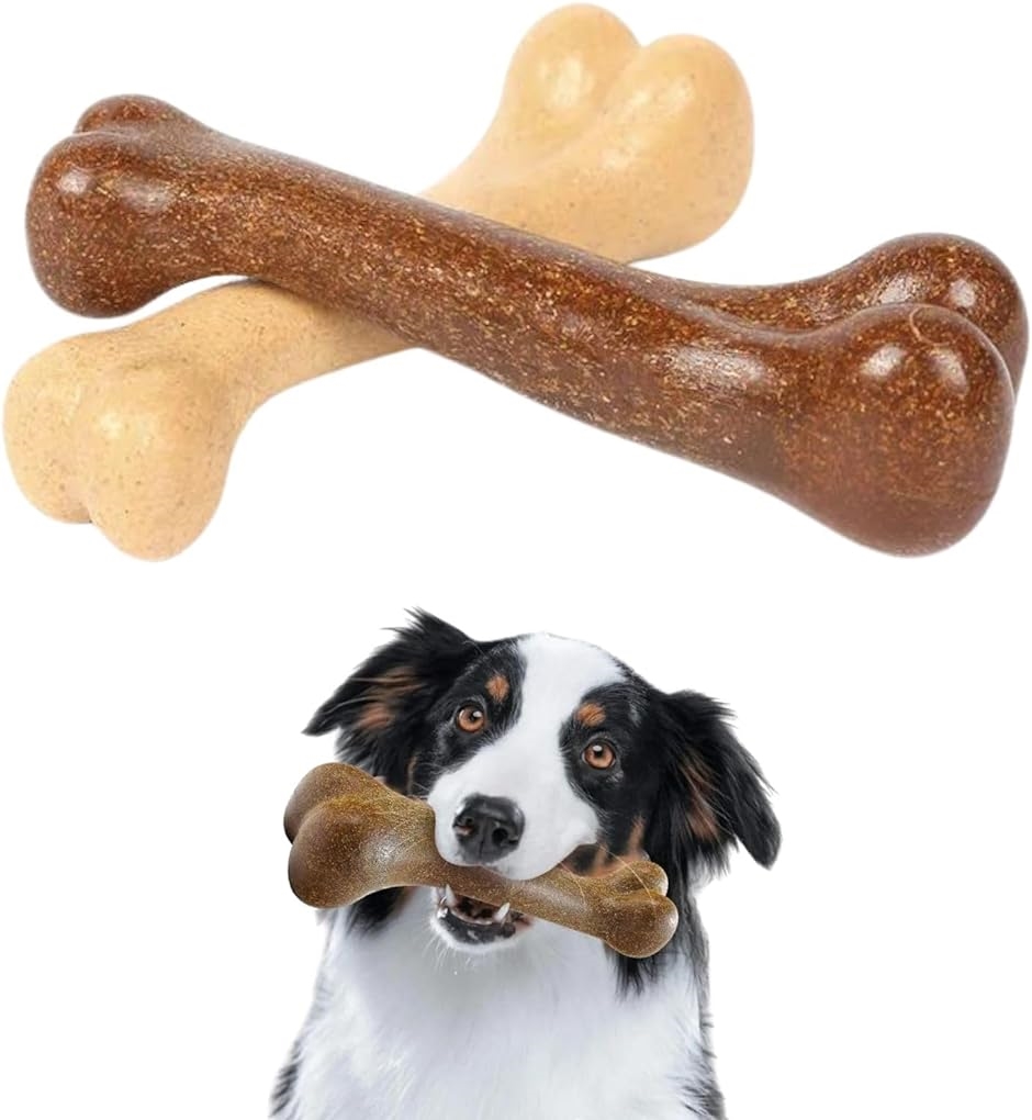 おもちゃ 噛む 犬のおもちゃ 骨 噛むおもちゃ 2本入り デンタルケア 牛肉の風味 歯みがき( ホワイト　ブラウン,  18.5cm)｜zebrand-shop