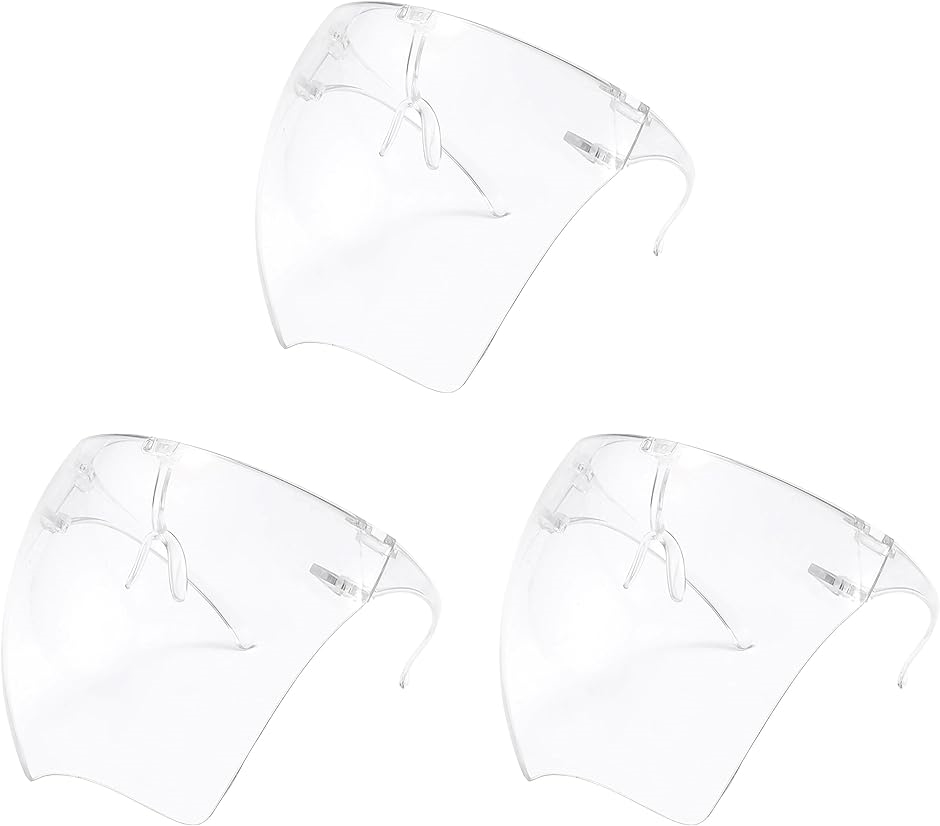 フェイスシールド フェイスカバー フェイスガード 防塵 花粉 作業用 透明 メガネ型 3個セット( クリア)｜zebrand-shop