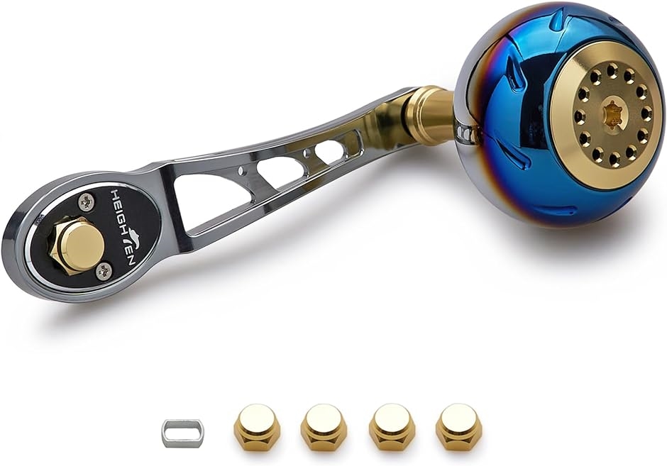 80/90mm リール ハンドル 45mm ハンドルノブ シマノ SHIMANO ダイワ DAIWA アブ( ガンメタル＆ゴールド)｜zebrand-shop