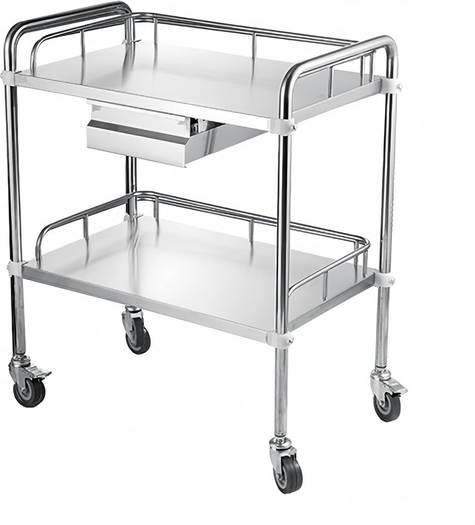 医療用ワゴン 医療用カート キャスター付き 40x60cm 耐荷重80kg 回診車