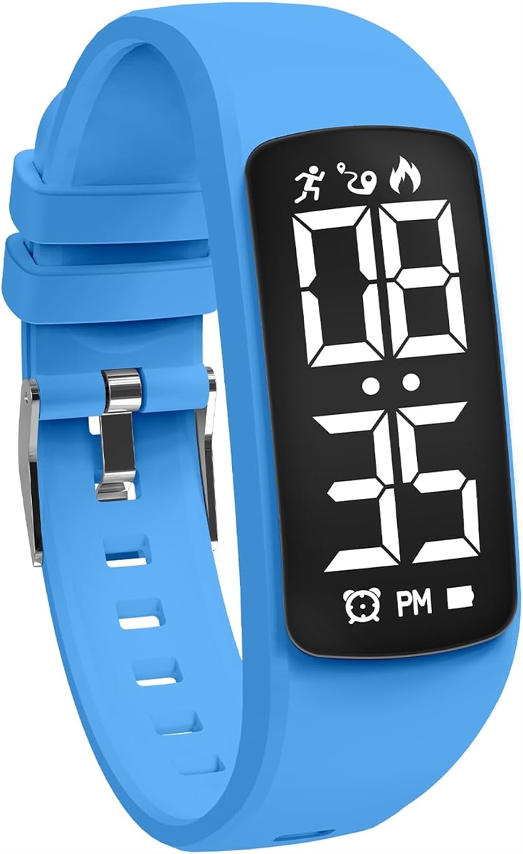 活動量計 子供用スマートウォッチ 腕時計 デジタル IP67防水 充電式 スポーツウォッチ 歩数計 MDM( 06-ブルー,  キッズ)｜zebrand-shop