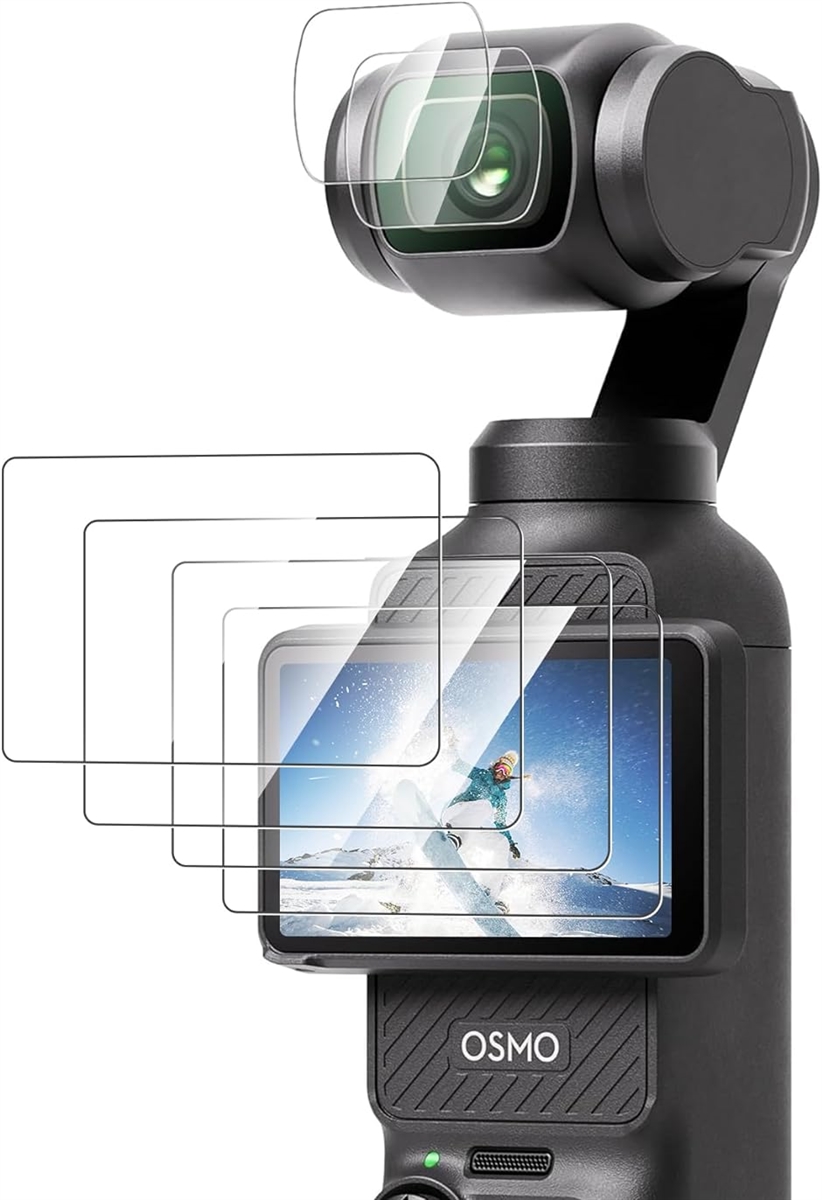 DJI OSMO Pocket 3用 カメラレンズ保護フィルム 4枚入+スクリーン保護フィルム 4枚入旭硝子 9H MDM( 4枚+4枚)｜zebrand-shop