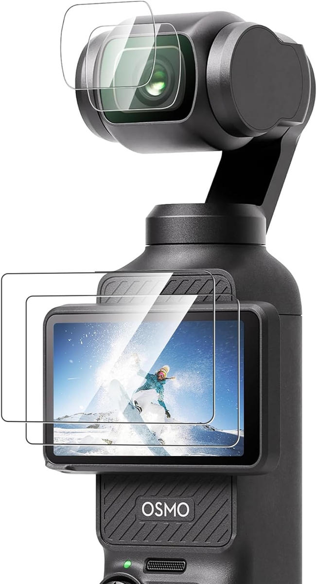 DJI OSMO Pocket 3用 カメラレンズ保護フィルム 2枚入+スクリーン保護フィルム 2枚入旭硝子 9H MDM( 2枚+2枚)｜zebrand-shop