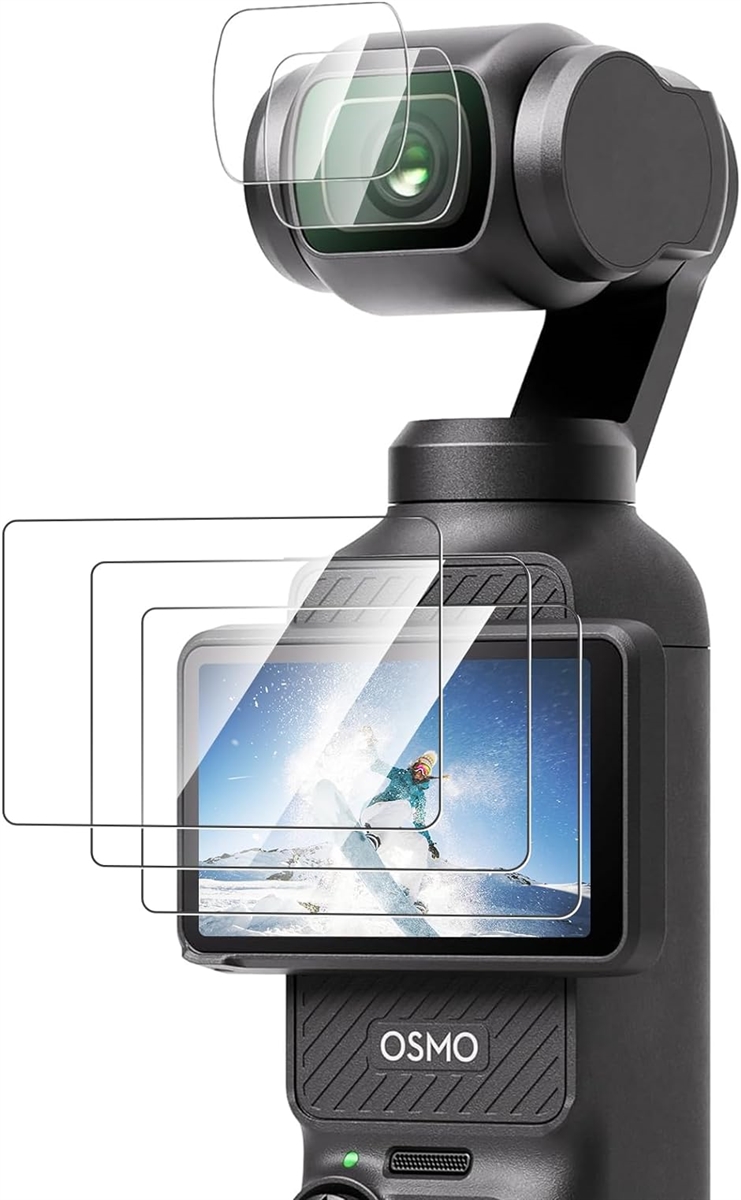 DJI OSMO Pocket 3用 カメラレンズ保護フィルム 3枚入+スクリーン保護フィルム 3枚入旭硝子 9H( 3枚+3枚)｜zebrand-shop