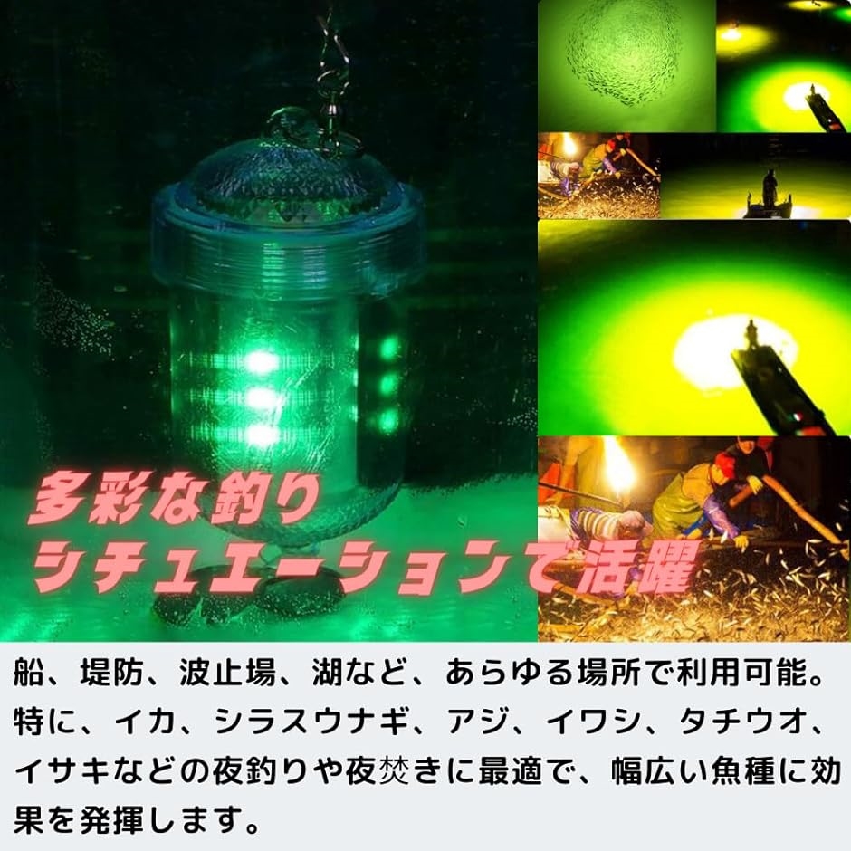 集魚灯 釣り 水中ライト 電池式 高輝度 led イカ釣り 単三 別売( 緑)｜zebrand-shop｜03