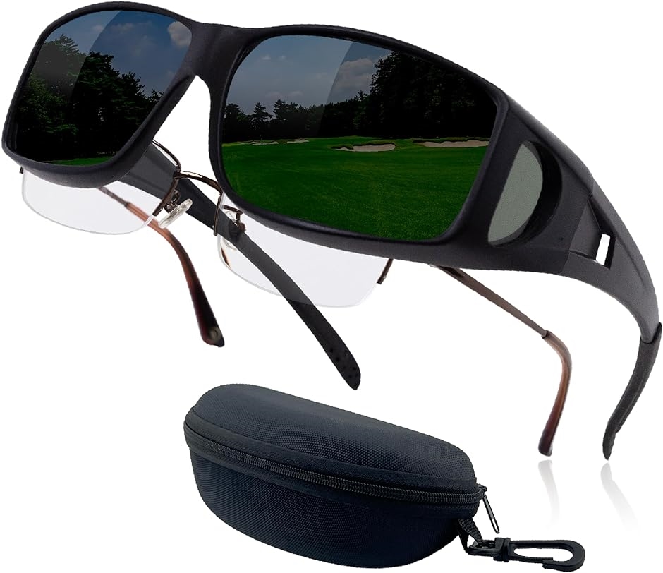 眼鏡の上から掛けられる オーバーサングラス ケース付き 偏光 車 運転用( ブラック)｜zebrand-shop