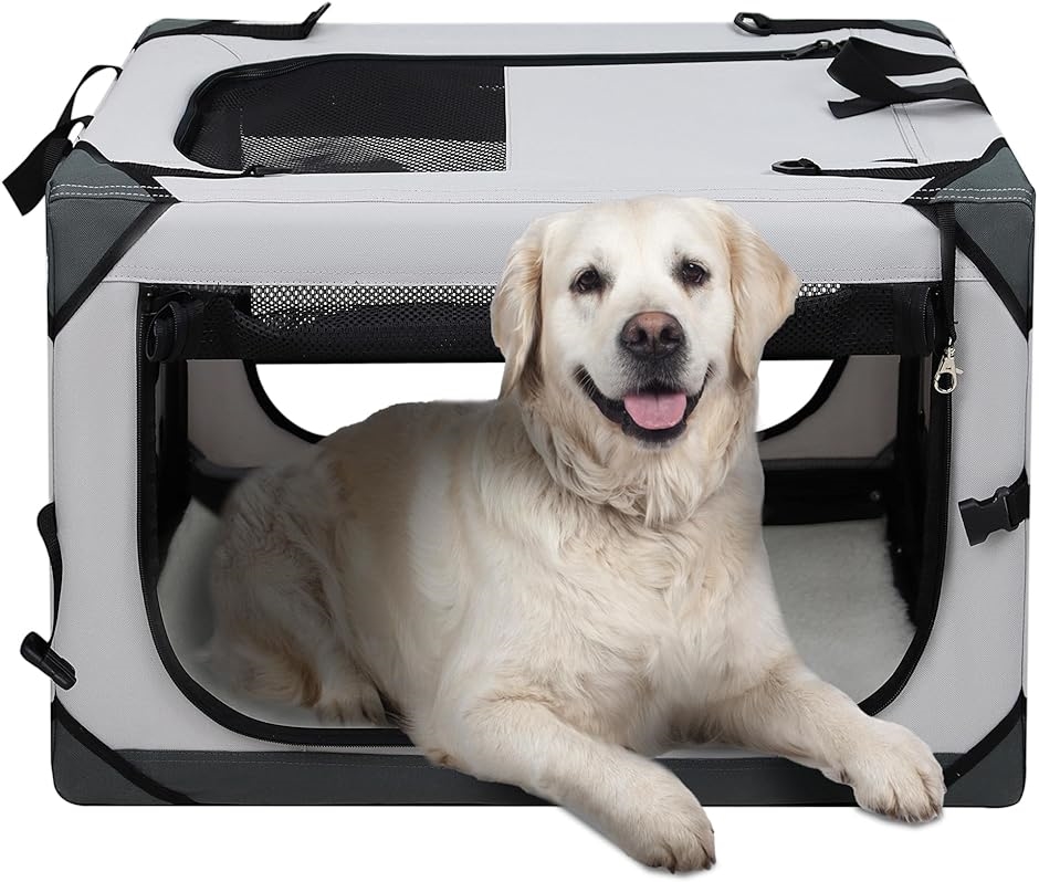 キャリーケース 犬 猫 キャリーバッグ 折り畳み ソフトクレート 犬用クレート ロック付き 洗濯可能( ライトグレー,  XL)｜zebrand-shop