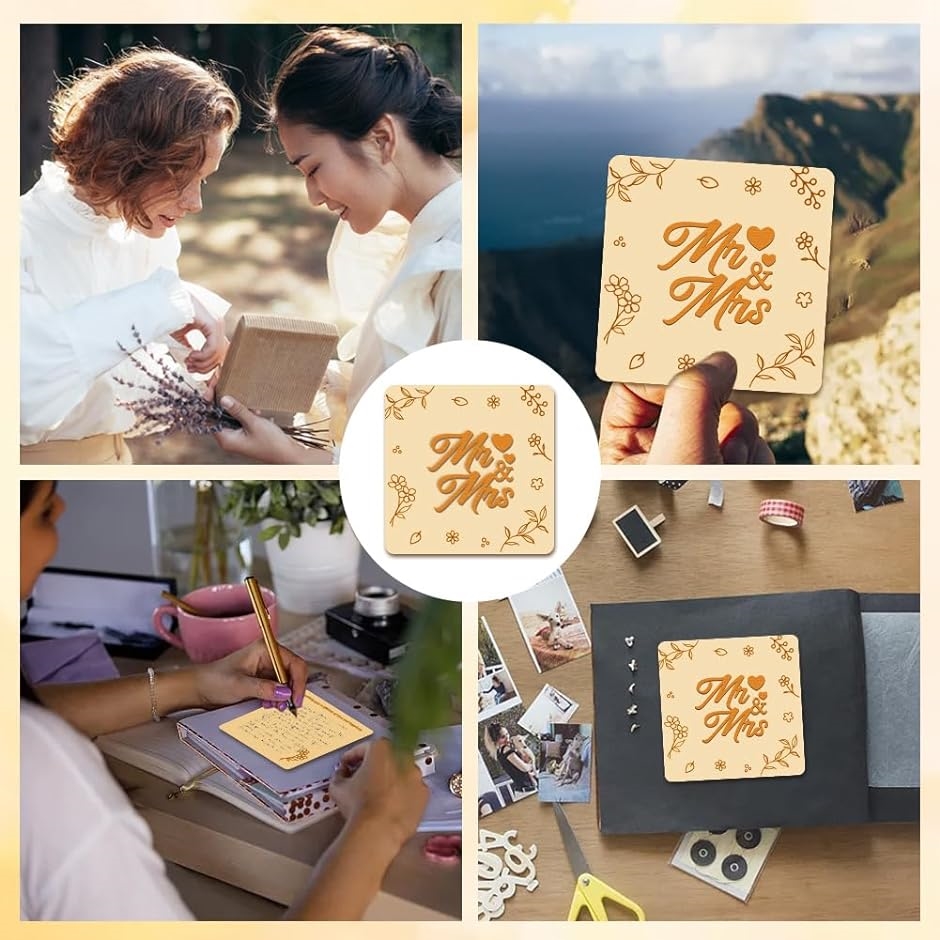 木製記念カード Mr.Mrs 13x13cm 手作り木製カード 結婚記念日 正方形 カップル バレンタイン 誕生日ギフト MDM｜zebrand-shop｜03