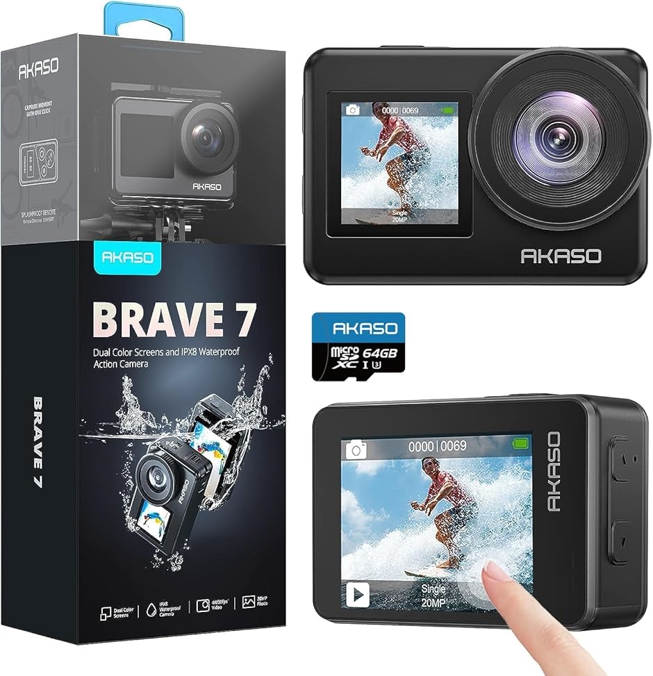 【値下げ中】新品未使用AKASO Brave 7 Amazon | AKASO Brave 7 LE アクションカメラ 4K 20MP 64GB