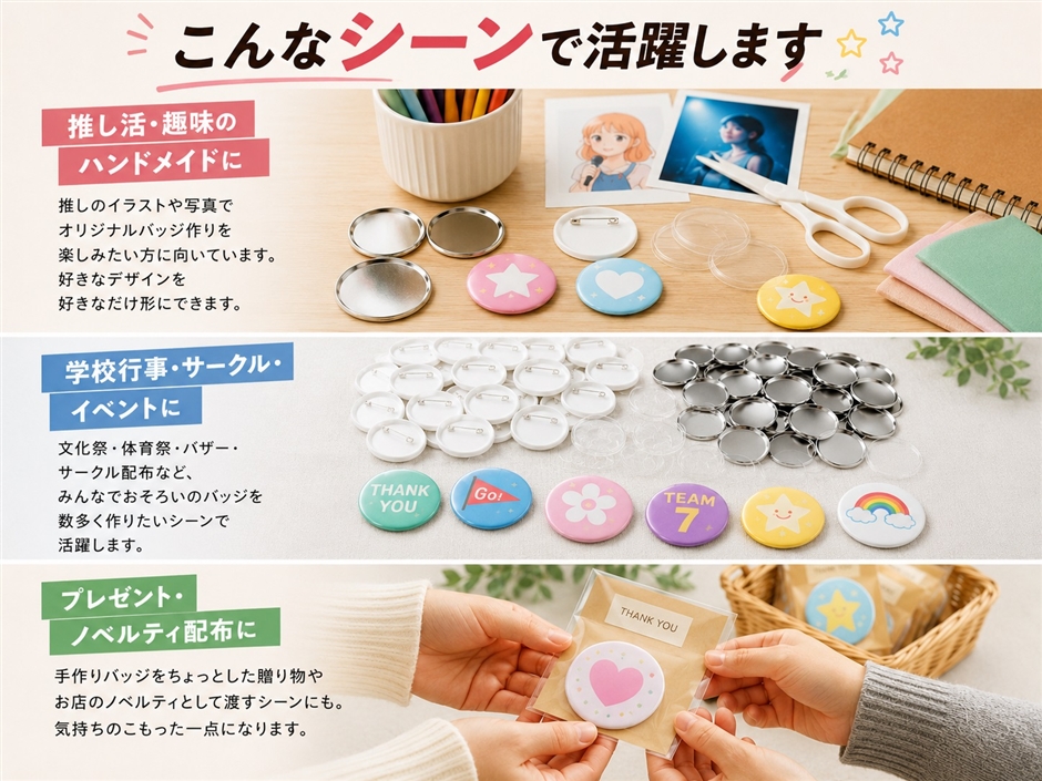 缶バッジ ピンバッジ 缶バッチ 素材 パーツ 無地 ブリキ 50個セット